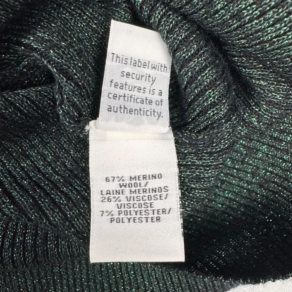 Diane von Furstenberg Tess Metallic Sweater Women S Green Mock Neck